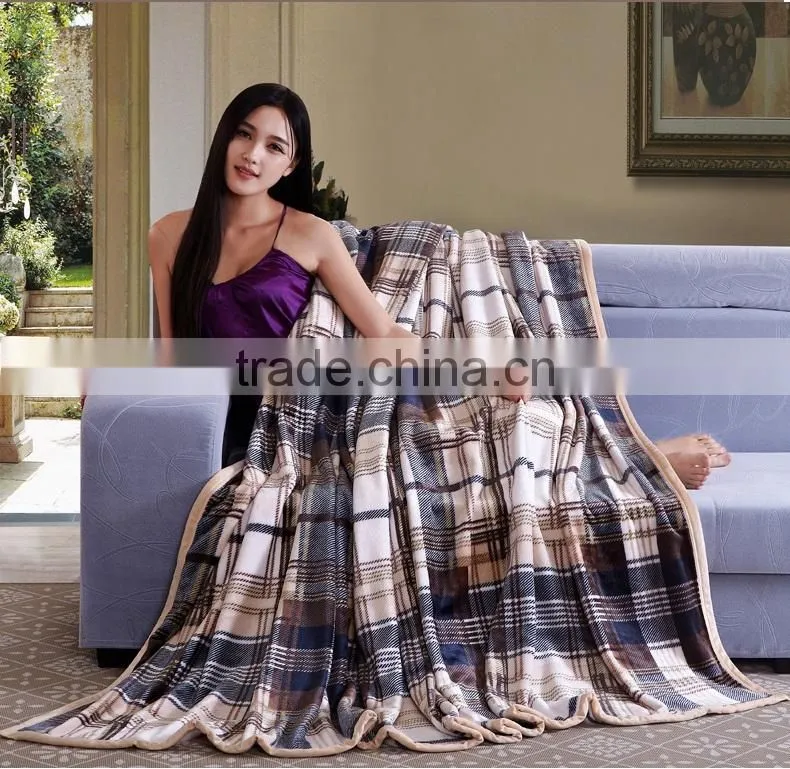 Factory Wholesale Simple Plaid Waffle Coral Fleece Blanket/ Sheet