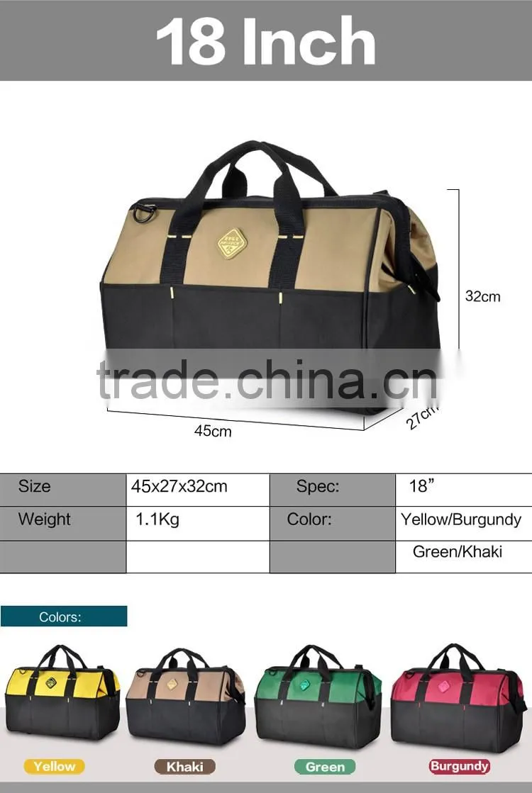 2016 Heavy duty open mouth professional best Power Tool bag