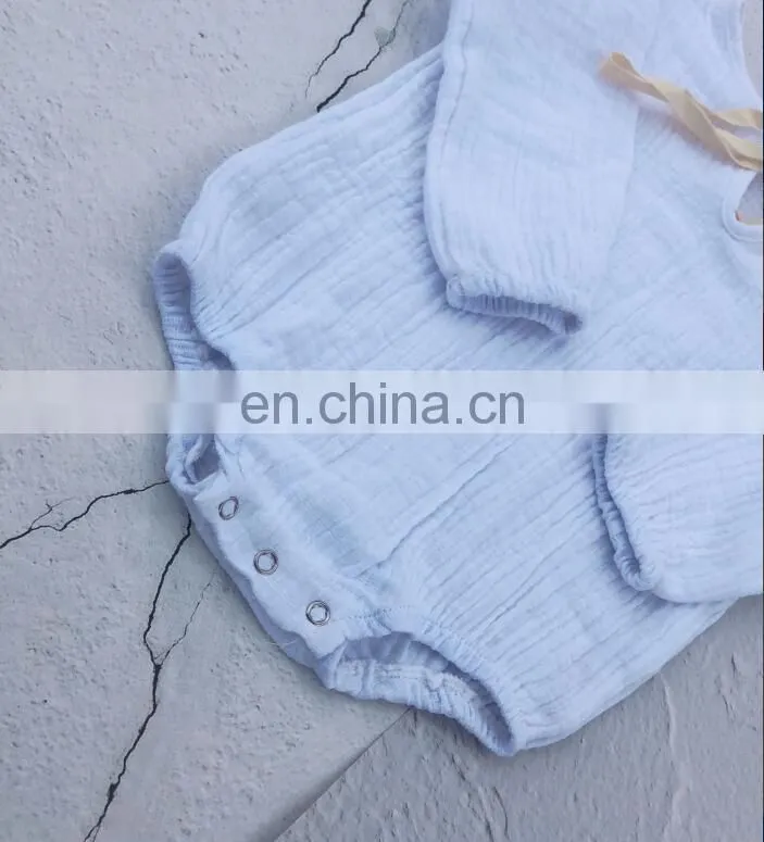 Wholesale Soft Cotton Full Sleeve Baby Girls Boys Linen Romper