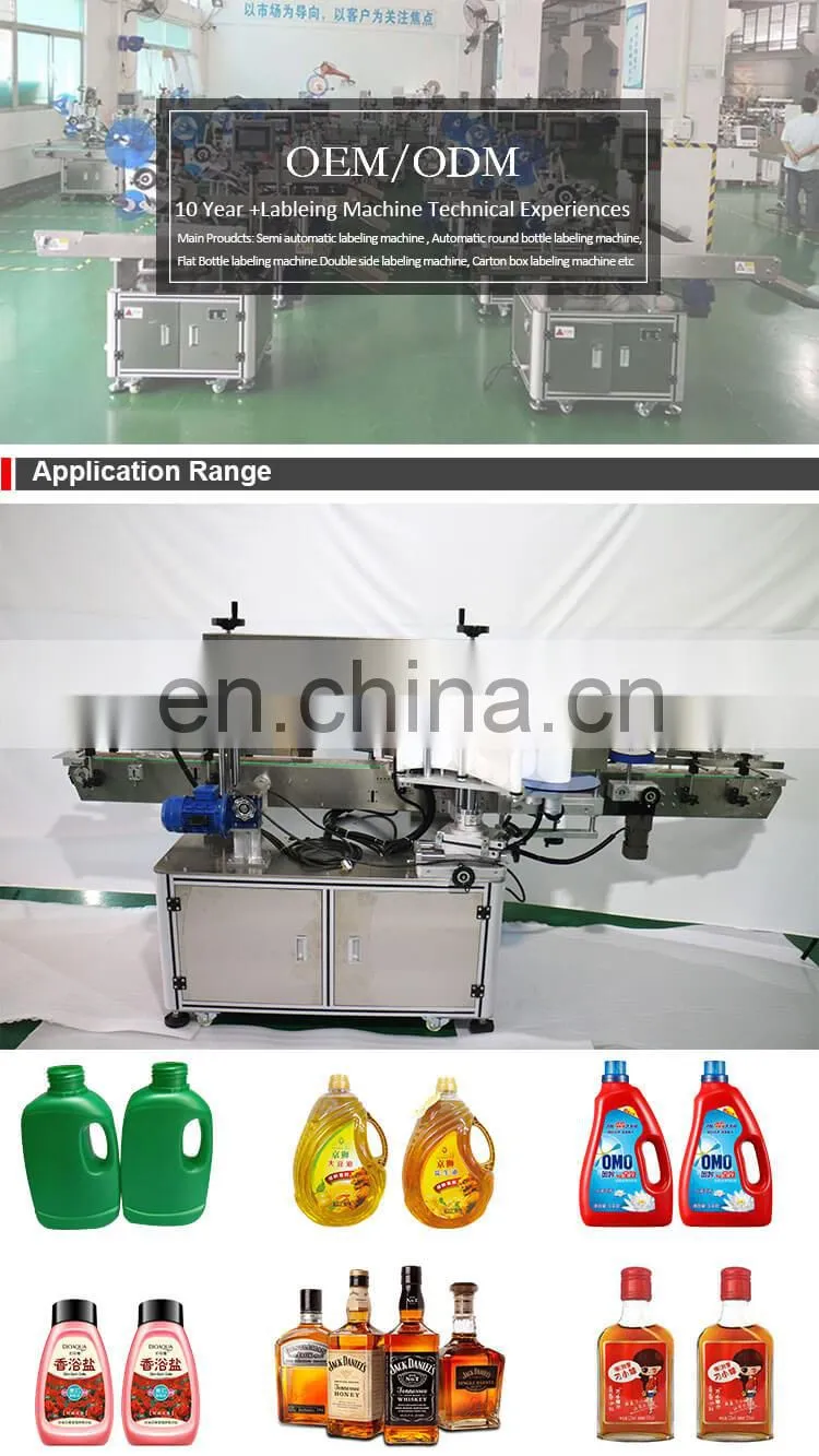 Automatic Flat Double Sides Square Bottle Labeling Machine , Two Heads Label Machine