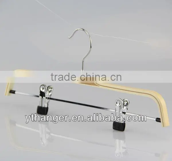 LW038 Plywood hangers natural short dress hanger with clips
