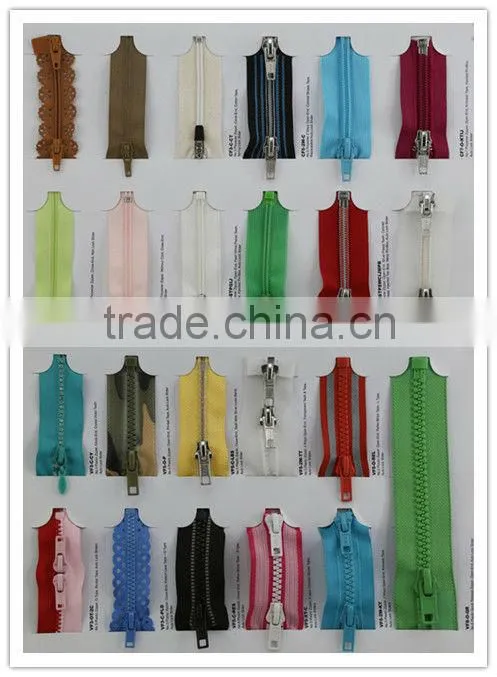 Black teeth open end nylon zipper with lurex tape