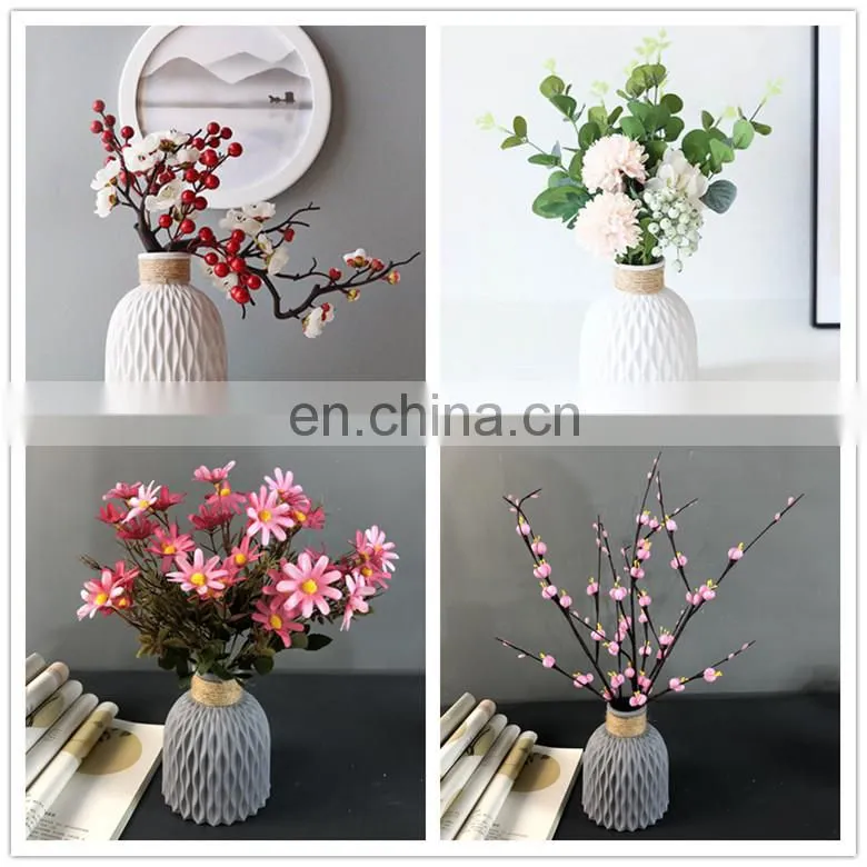 Modern Flower Vase Imitation Ceramic Flower Pot Decoration Home Plastic Vase Flower Arrangement Nordic Style Home Decoration