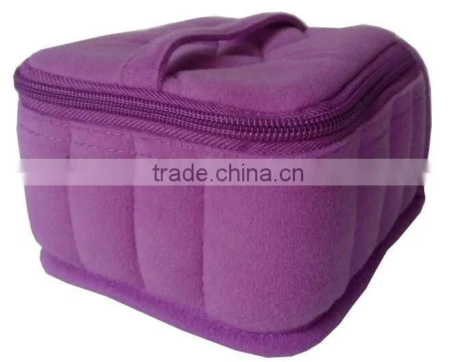 Custom 16 bottles Soft essential oil carrying bag,essential oil bag for travel, purple velvet soft essential oil carrying case