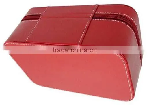 Red Leather cosmetic box,Jewelry storage case,Makeup travel case