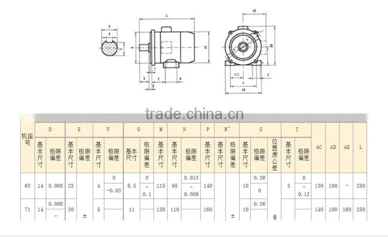 YS three phase 0.5hp induction motor