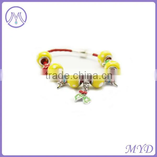 European style leather charm beaedd bracelet
