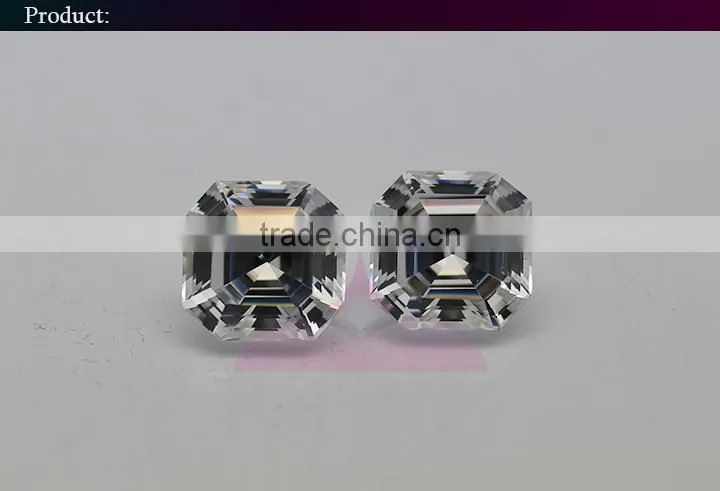 white asscher square c.z. genstane