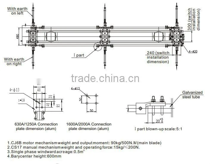 33KV-40.5KV Outdoor High Voltage Disconnector Switch/Isolate Switch