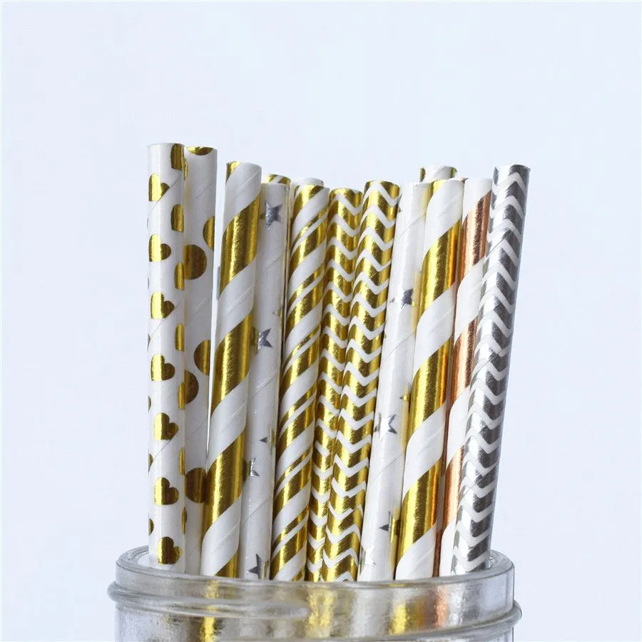 25pcs-Metallic-Gold-heart-star-Foil-Stripe-Paper-Straws-Gold-Foil-Stripe-Paper-Straws-Silver-Foiled