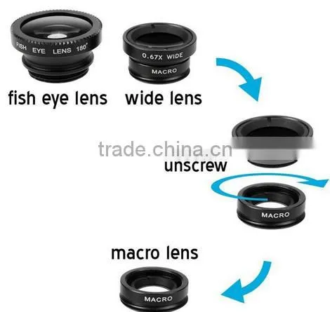 Wolesale 3 In 1 mirror Mobile Phone light button car Camera fish eye lens
