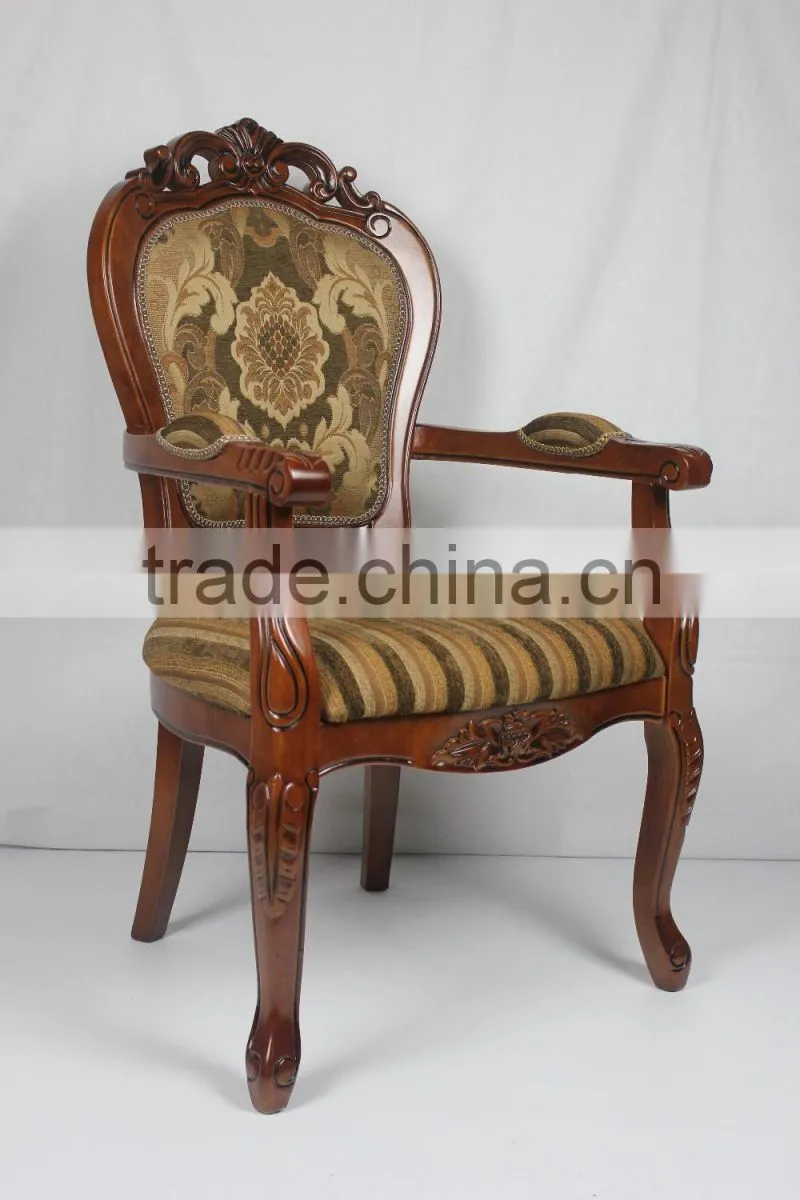 Factory manufacturer hand carved comfortable backrest dining French antique wooden chair pictures in hotel reception
