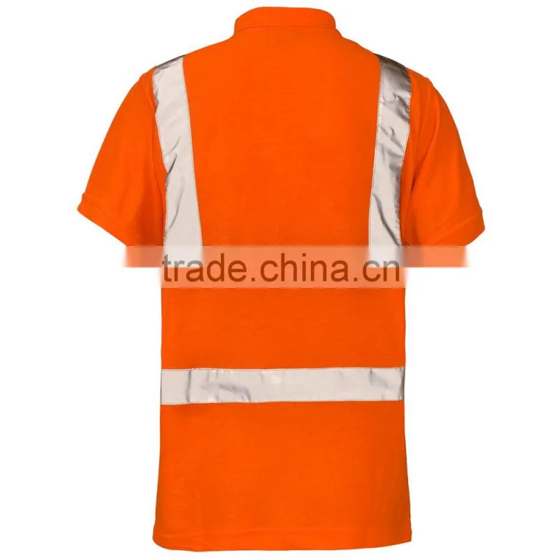 Orange short sleeve safety shirts with reflective tape