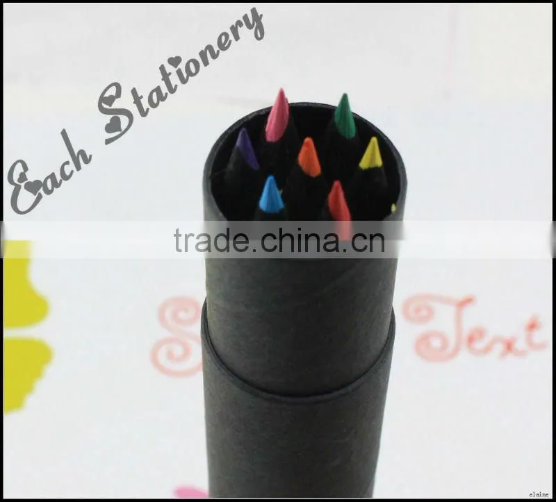 hot sales7inch HB Black Tube natural Color black wooden color Pencil With Sharpener Case