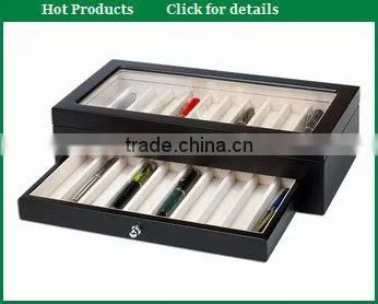 Cherry wood pen box with transparent window