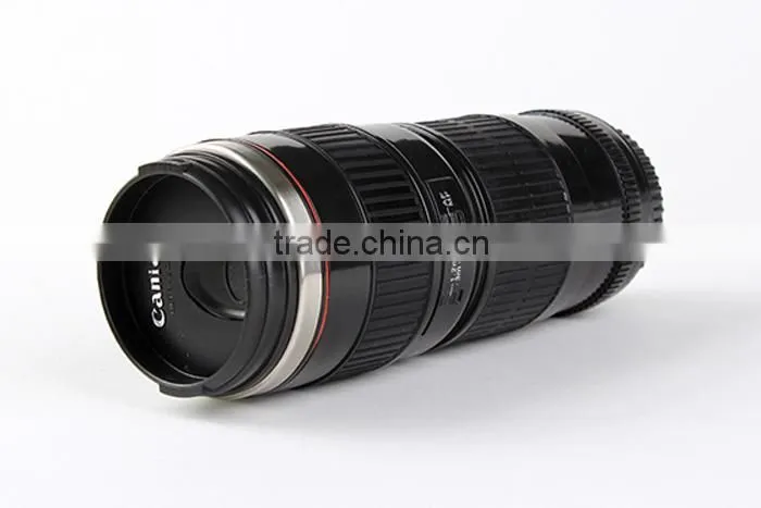 Small Black 2 Generation Stainless Steel Camera Lens Mug Cup for Canon 70-200MM