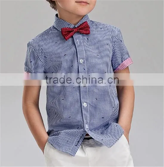 short sleeve shirts kid garment fashion formal cotten collar children bow-tie gentlemen boy shirt kid clothes