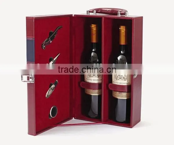 Exquisite Design Top Quality leather wine carry case