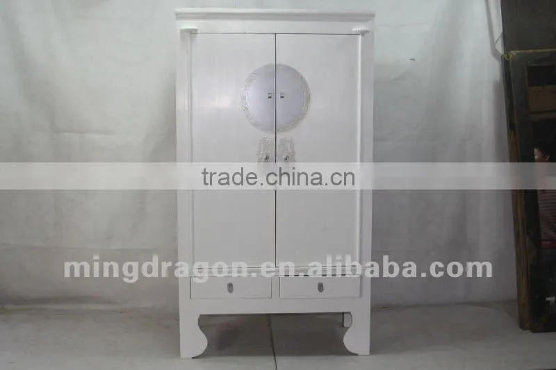 Chinese antique furniture Shanxi pine wood white two drawer two door cabinet
