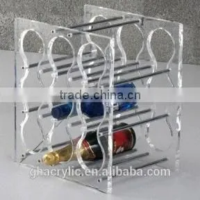 GH-RZ267 Different acrylic wine bottle rack display holder,Artistic design acrylic wine display rack