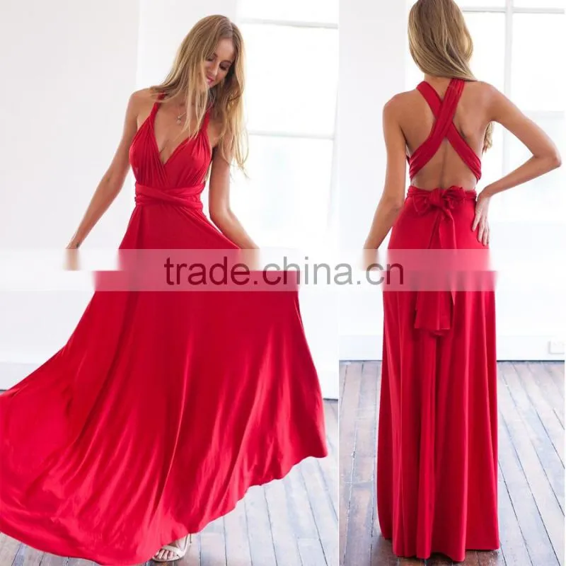 2016 Fashion Women Multi Way Convertible Wrap Dress Prom Gown Evening Formal Dress
