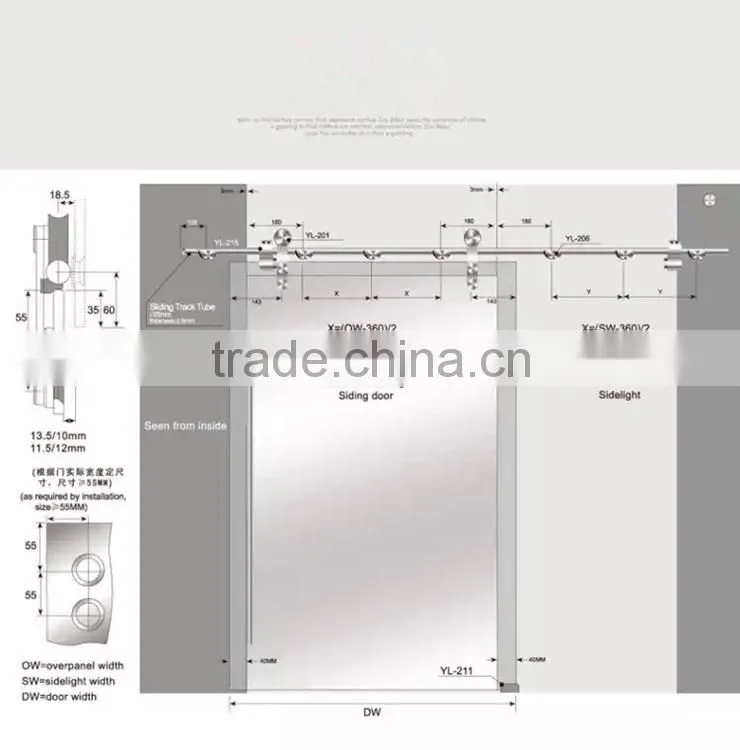 Simplicity Modern style sliding wood barn door grill door design Barn Door with glass