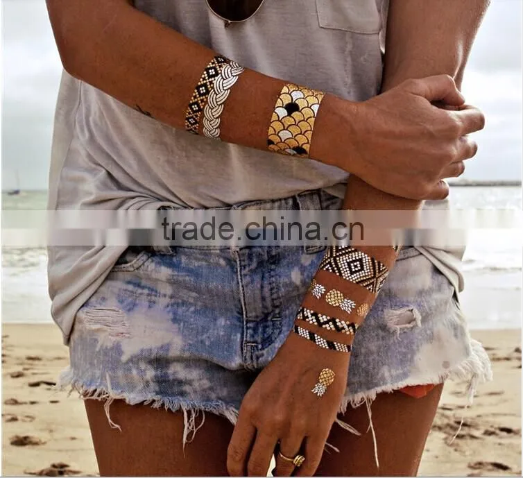 2015 NEW arabic temporary tattoos face jewelry sticker golden tattoo 7.5*23cm