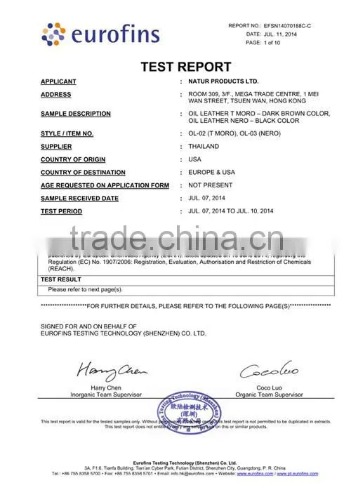 High Quality 1.2 1.4mm Waterproof Full Grain Leather
