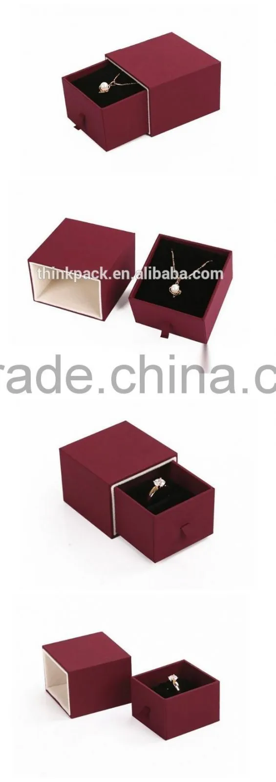 Custom packaging paper cardboard jewelry ring box with drawer
