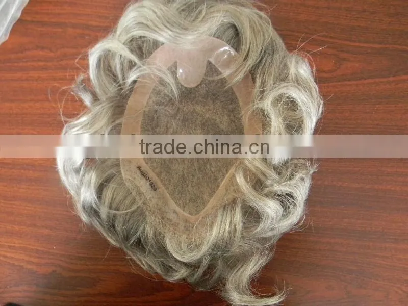 Alibaba China 100% natural human hair gray toupee for men, toupee products
