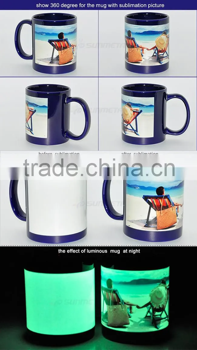 Sunmeta Directly Factory whole sale Patch luminous Sublimation Mug 11oz