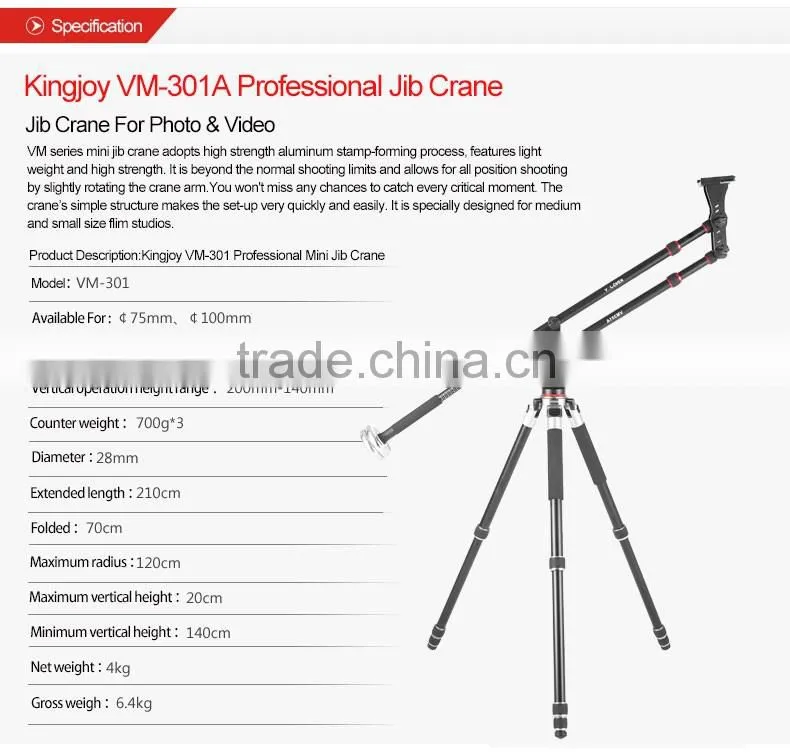 Kingjoy High strength mini aluminum extended jib crane VM-301