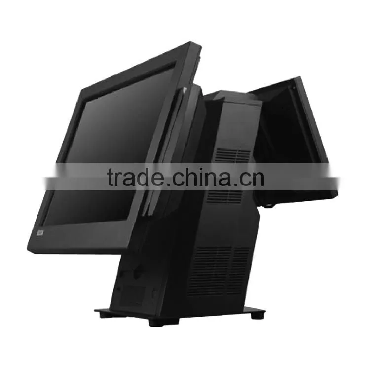 Bizsoft Dual screen BUSINPOS-D83 15''inch LED touch screen with 9.7 inch LED advertising screen POS terminal