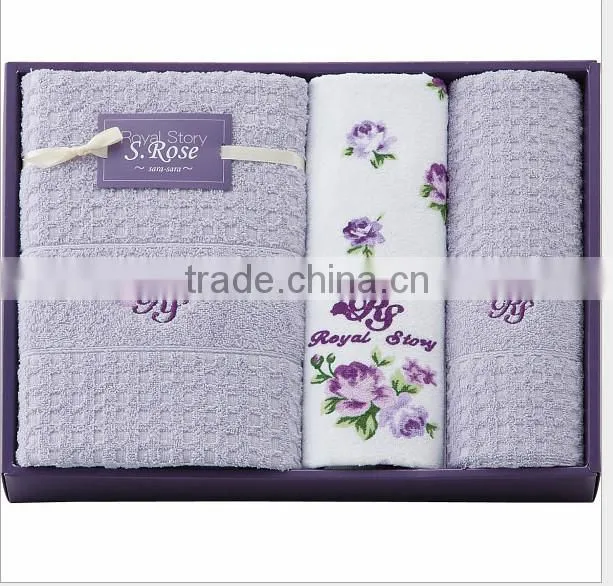 100% cotton gift towel set packing made in china wholesale