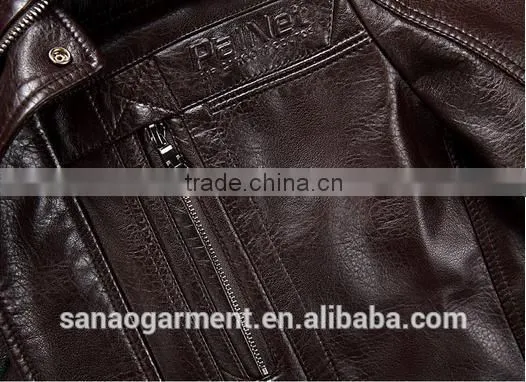 Business casual lapel with collars leather jacket for men wholesale