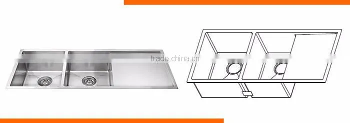 Low harga double bowl drainboard small corner stainless steel oem kitchen sink