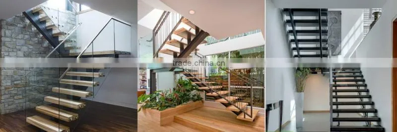 U shape modern indoor attic prefab metal used wood stairs