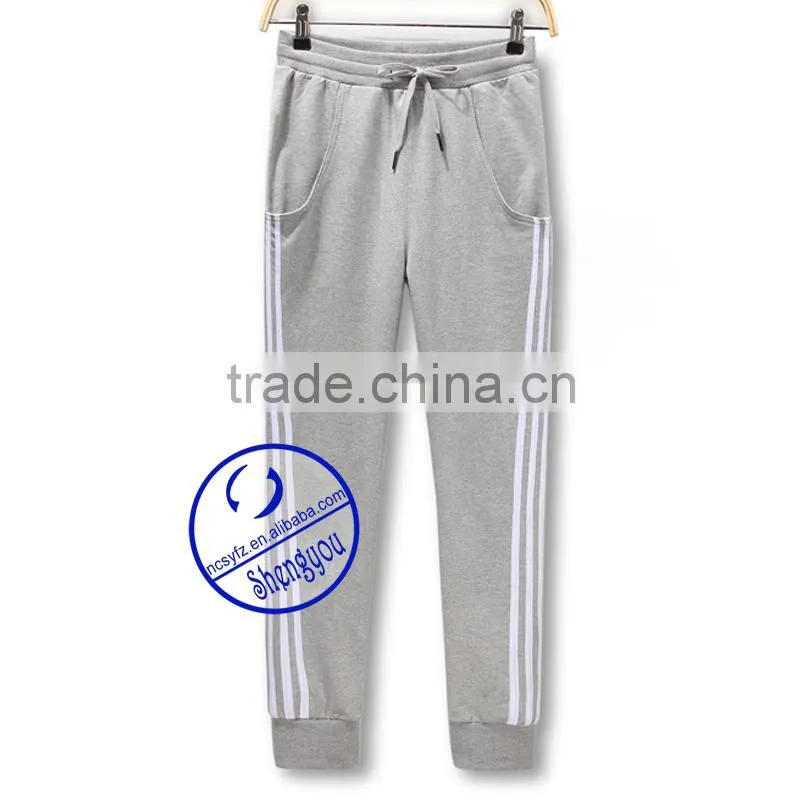 2015 custom wholesale quality womens grey color sport jogger pants
