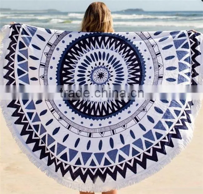 2016 high quality personalized custom round printed beach towel