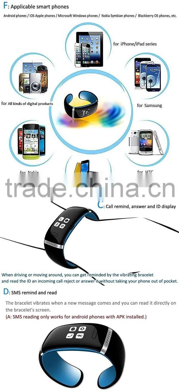 Touch Screen Bluetooth Bracelet Sport Activity Tracker L12S for IOS Android Fitness Sleep Long Time Standby