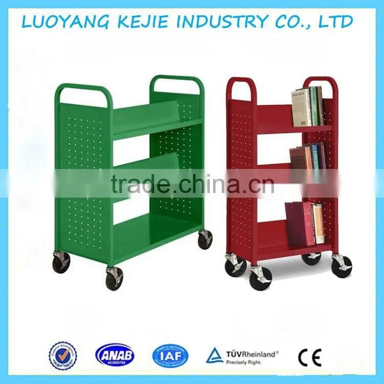 School Library Steel Rolling Book Cart Book Truck