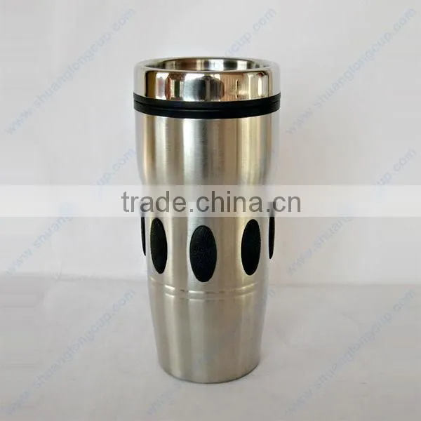 Rubber Ribbed Stainless Steel Custom Coffee Mugs