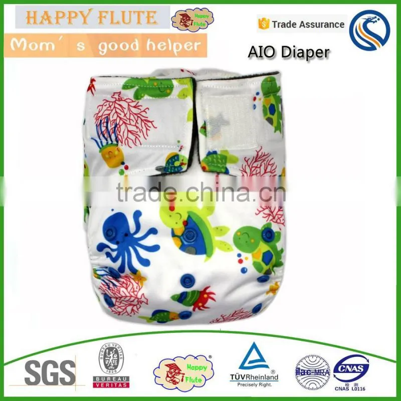 new products Happy Flute Washable Aio Cloth Diaper waterproof Printed Feature Wholesale from China