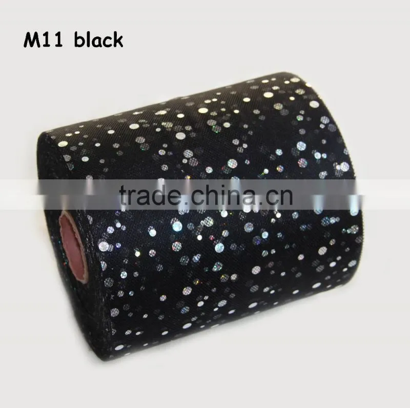 shining sequin Polyester tulle 6 inch x 100 yards spool glitter wedding facbric home decoration material