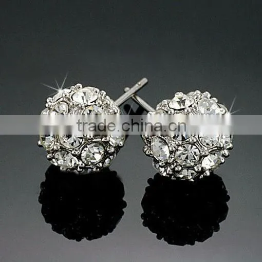 austrian crystal silver ball earrings stud