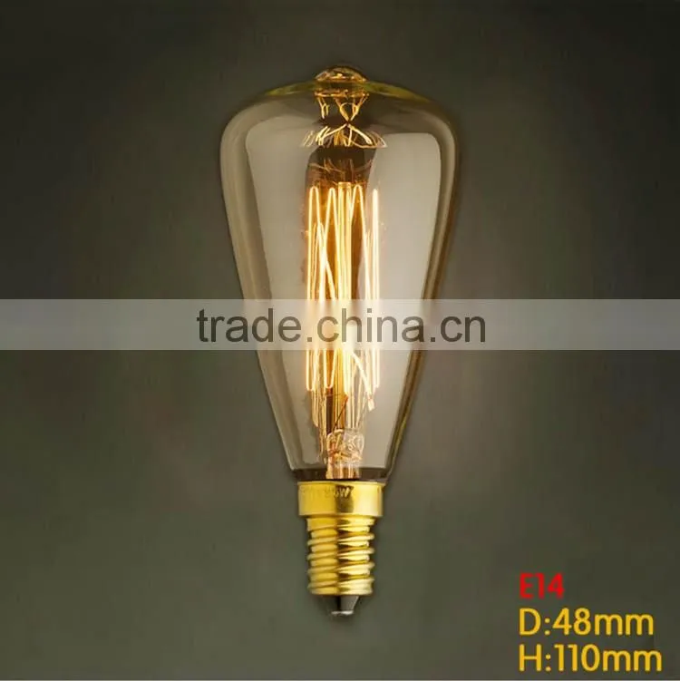 Hot Selling 25W Edison Bulbs Tungsten Filament 110V ST48 Vintage Bulb Light