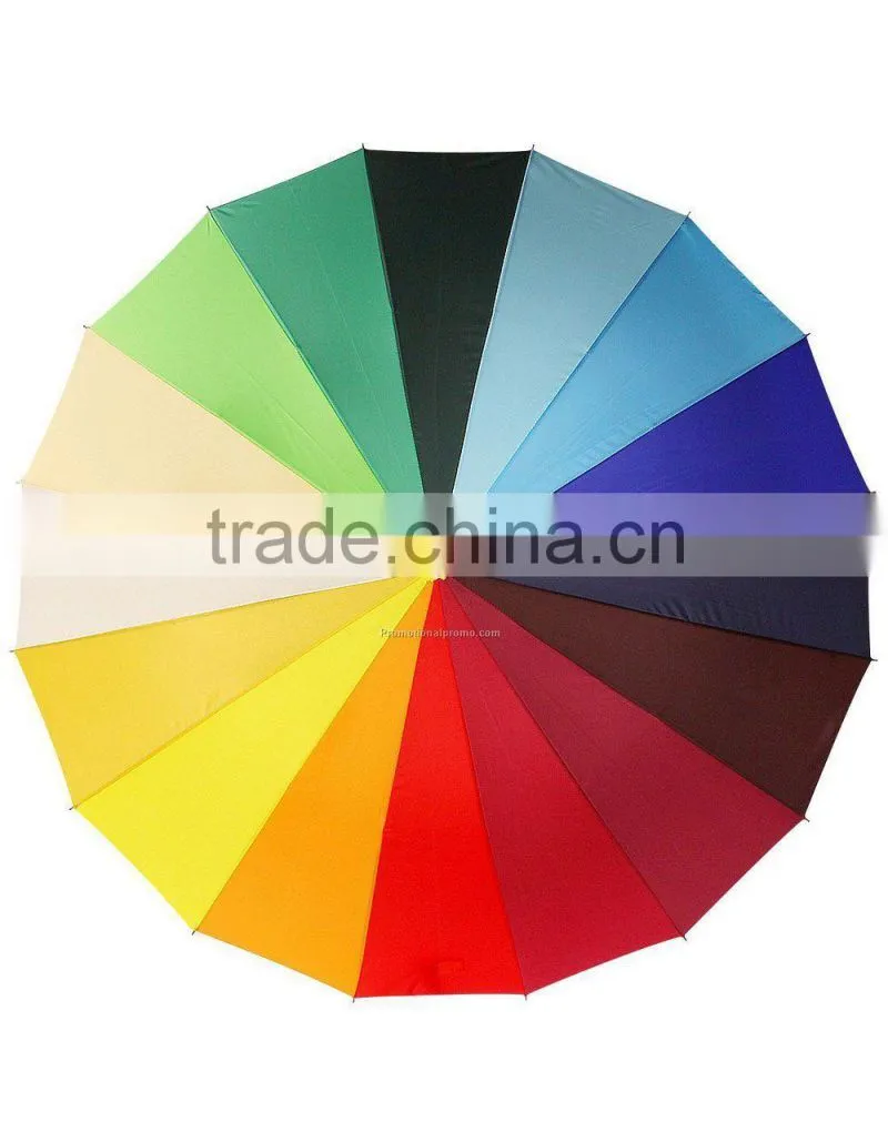 23"*16K auto open Straight rainbow Umbrella with wooden shaft and handle