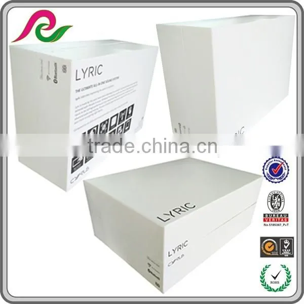 Big white Cardboard box with black foam inside for bluetooth packing
