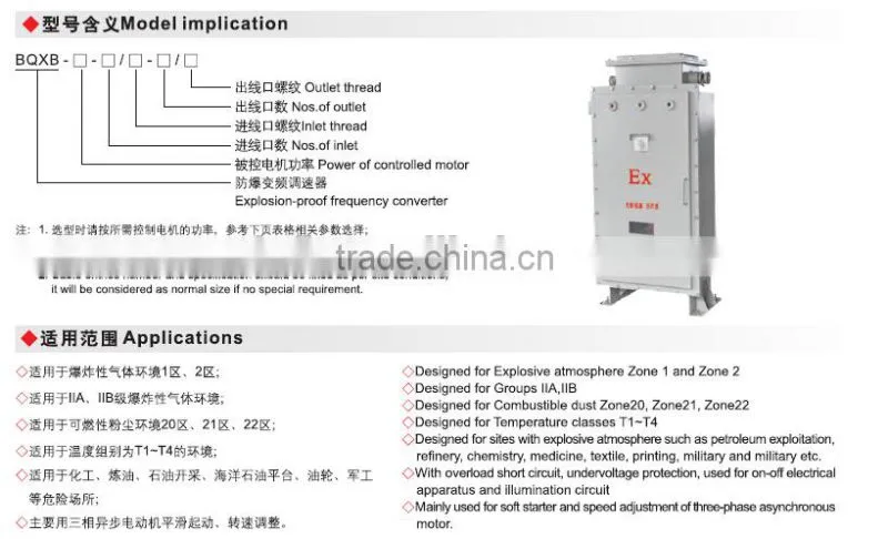 BQX Explosion proof frequency converter star-delta reduced voltage starter auto-decompression starter