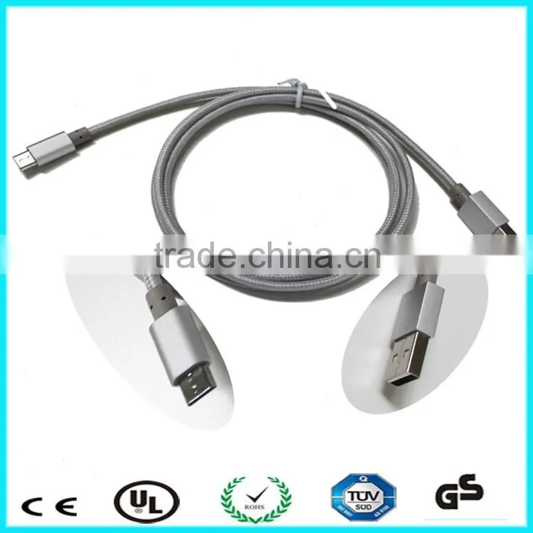 1M fabric braided micro usb cable for mobile phone